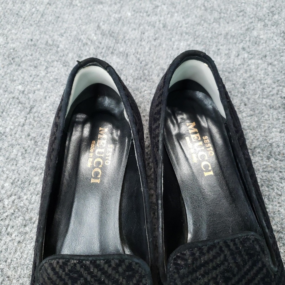 Sesto Meucci Shoes Womens Size 8 Black Velvet Loafer Flats Slip On Italy Glitter - Picture 14 of 16